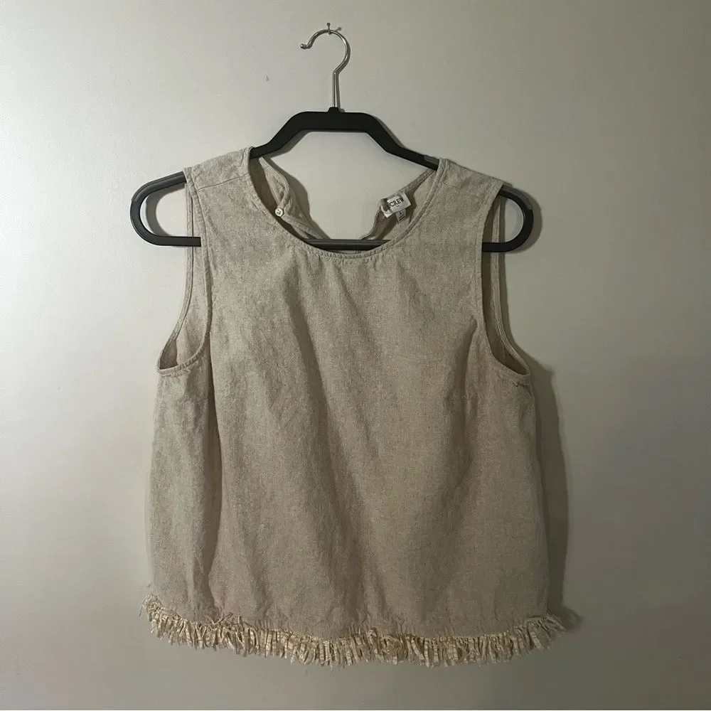 J. Crew Beige Fringe-Hem Sleeveless Tank